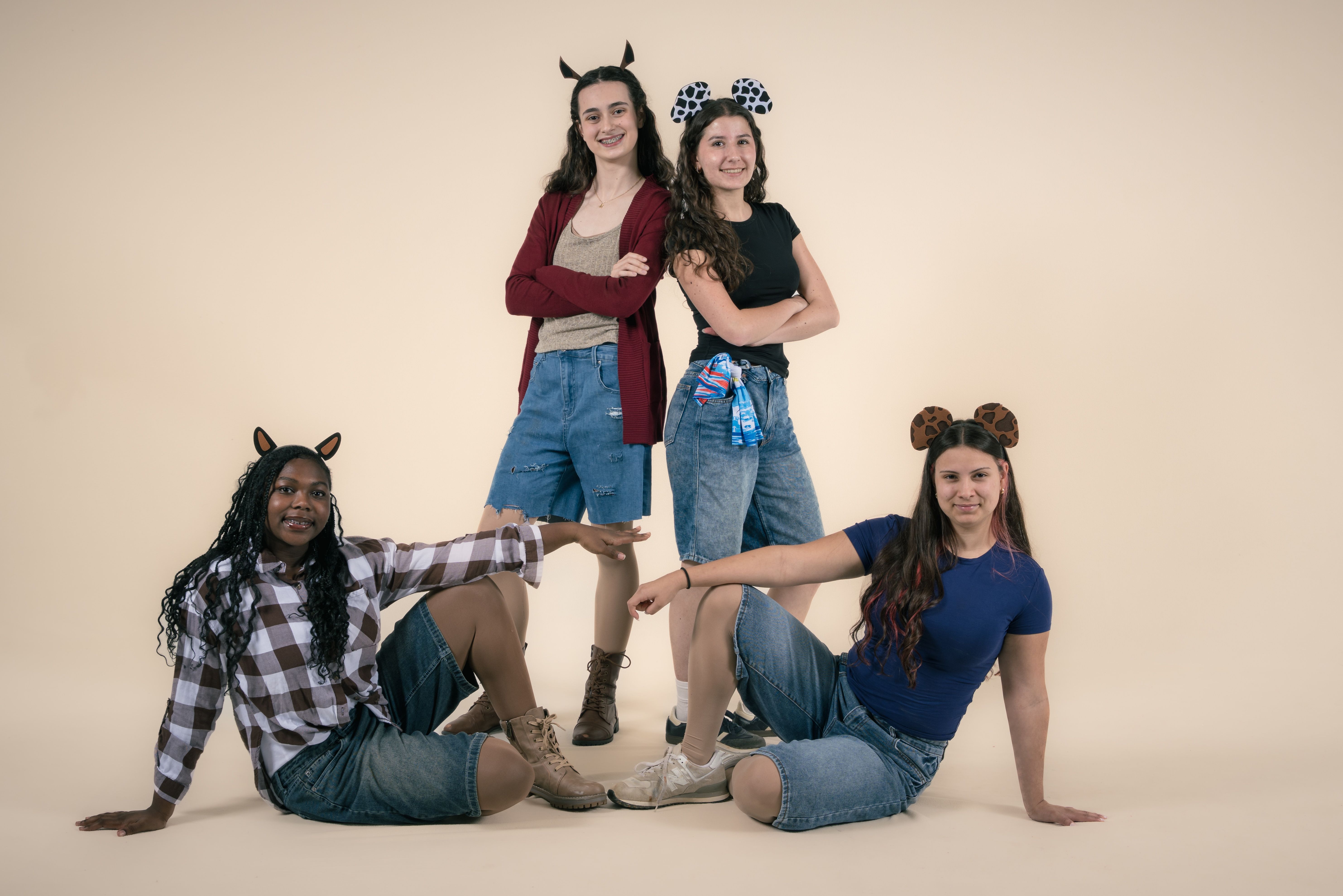 Quartet in animal-ear headbands