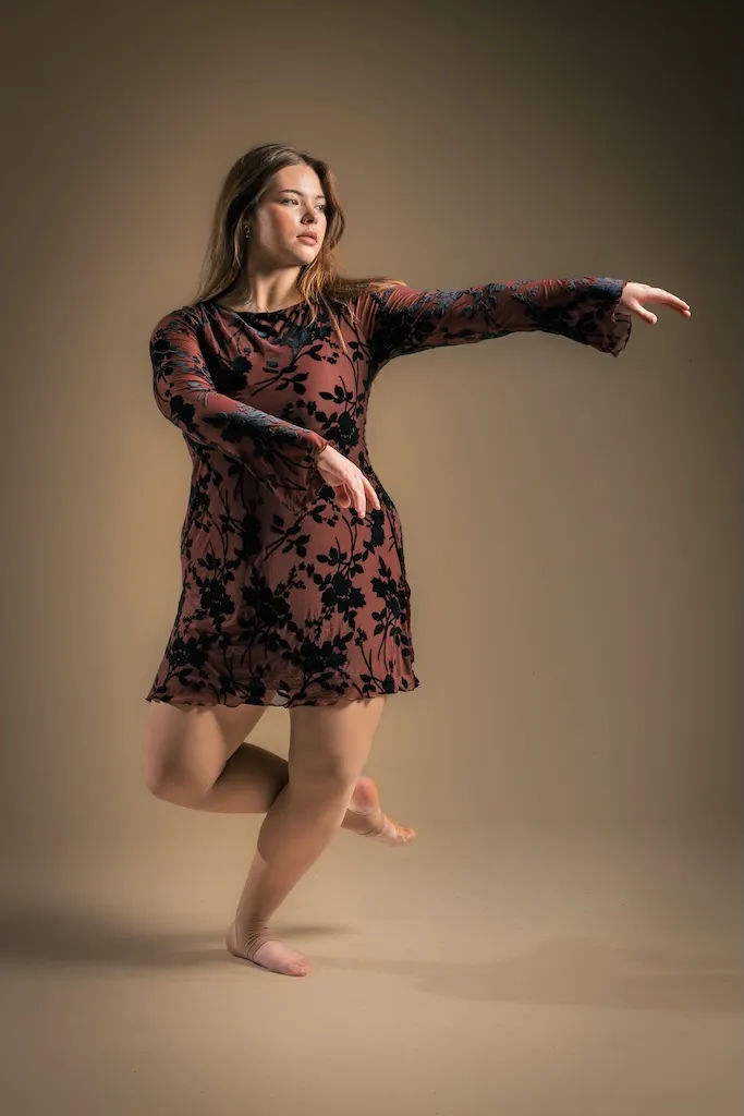 Molly, floral dress in motion